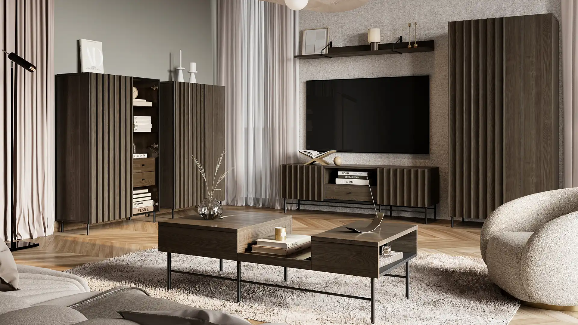 Kompleksowe rozwiązania do salonu – meble z szafą i komodą