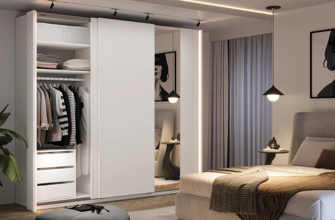 przesuwna biała szafa Maxi